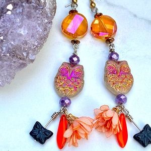Handmade Ombre Owl Earrings